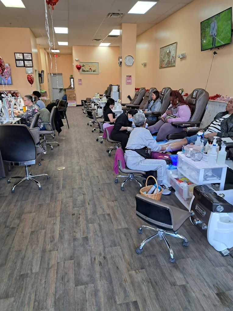 Inside the Spa Nails salon during a busy afternoon